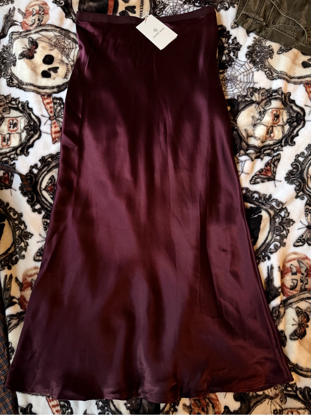ANINE BING BAR SILK SKIRT in Burgundy